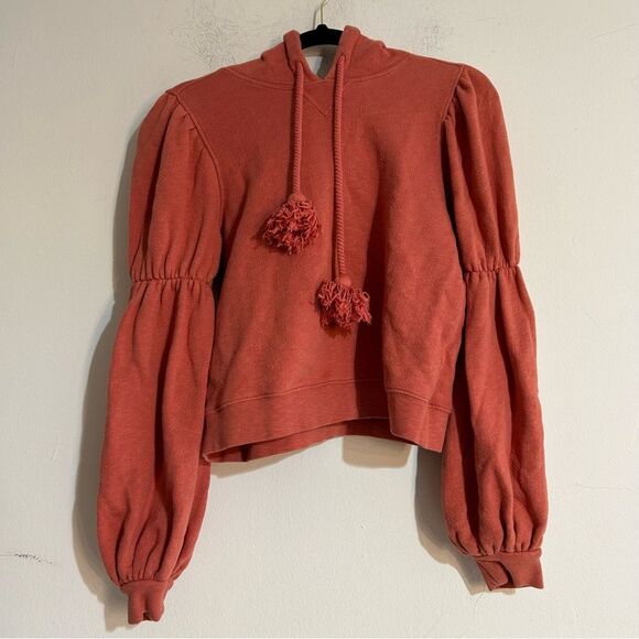 Ulla Johnson Tops - Ulla Johnson Sacha Puff Sleeve Tassel Pullover Hoodie Sweatshirt Rose Size Small
